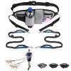 Hands Free Dog Leash with Waist Bag for Walking Small Medium Large Dogs;  Reflective Bungee Leash with Car Seatbelt Buckle and Dual Padded Handles;  A