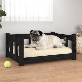 Dog Bed Black 25.8"x19.9"x11" Solid Wood Pine