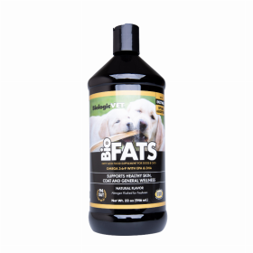 BioFATS Omega 3-6-9 Fatty Acid (ACTIVE INGREDIENTS PER ? TEASPOON (1.25 mL): Fish oil (body oil from sardine, herring, mackerel, anchovy)  639 mg, EPA (eicosapentaenoic acid) 115 mg, DHA (docosahexaenoic acid) 76 mg, Linum usitatissimum (flaxseed, oil, organic) 353 mg, Olea europ?a (olive oil, fruit, virgin oil) 56 mg, Pancrelipas, size: 32oz)