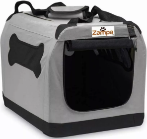 Zampa Pet Portable Crate, Comes with A Carrying Case (Color: Grey, size: 28" x 20.5" x 20.5")