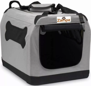 Zampa Pet Portable Crate, Comes with A Carrying Case (Color: Grey, size: 32" x 23" x 23")