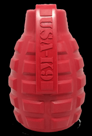 USA-K9 Grenade Durable Rubber Chew Toy & Treat Dispenser (Color: Red, size: XL)