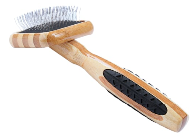 Bass Brushes- De-matting Pet Brush Slicker Style (Color: Striped Bamboo, size: Extra Small)