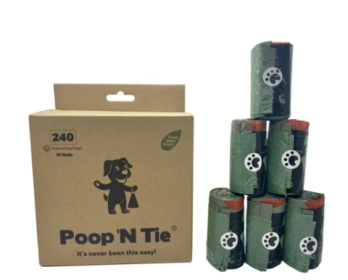 Poop 'N Tie Refill Box - 16 Rolls Of Drawstring Bags (Color: Green)