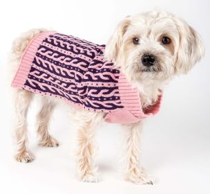 Harmonious Dual Color Weaved Heavy Cable Knitted Fashion Designer Dog Sweater (size: X-Small)