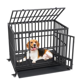 VEVOR Heavy Duty Dog Crate, Indestructible Dog Crate, 3-door Heavy Duty Dog Kennel for Medium to Large Dogs with Lockable Wheels and Removable Tray, H (Item Dimensions: 46.9 x 31.9 x 39 inch)