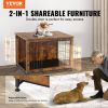 VEVOR Dog Crate Furniture, Wooden Dog Crate with Double Doors, Heavy-Duty Dog Cage End Table with Multi-Purpose Removable Tray, Modern Dog Kennel Indo