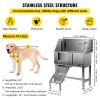 VEVOR Dog Grooming Tub, Professional Stainless Steel Pet Dog Bath Tub, with Steps Faucet & Accessories Dog Washing Station